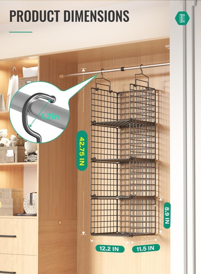 Orapoke Hanging Closet Organizer, 4 Tier Metal Closet Organizers and Storage with 4 Hanging Hooks 4 S-Hooks for Wardrobe Laundry Room, Wire Storage Shelf for Clothes Sweaters Pants (Black) - Image 2