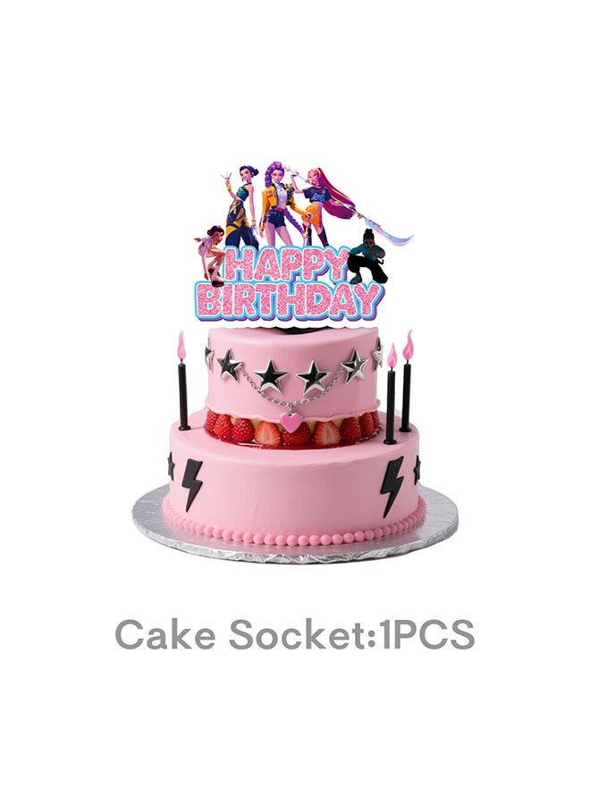 Realfrog Kpop Demon Hunter Birthday Decorations Huntrix Rumi Mira Zoey Jinu Saja Boys 24pcs Cake Topper Cupcake Toppers Banner Balloons Party Decorations Supplies for Kids Fans - Image 4