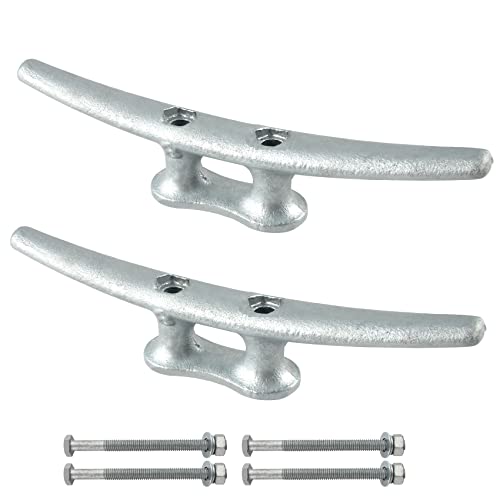 ORLANG 8 Inch Dock Cleat, Hot Dipped Galvanized Cast Iron Boat Cleats with Hardware, Rope Cleat Boat Dock Cleat for Boat Docks, Decks or Nautical Decor (2 Pack) - Image 1