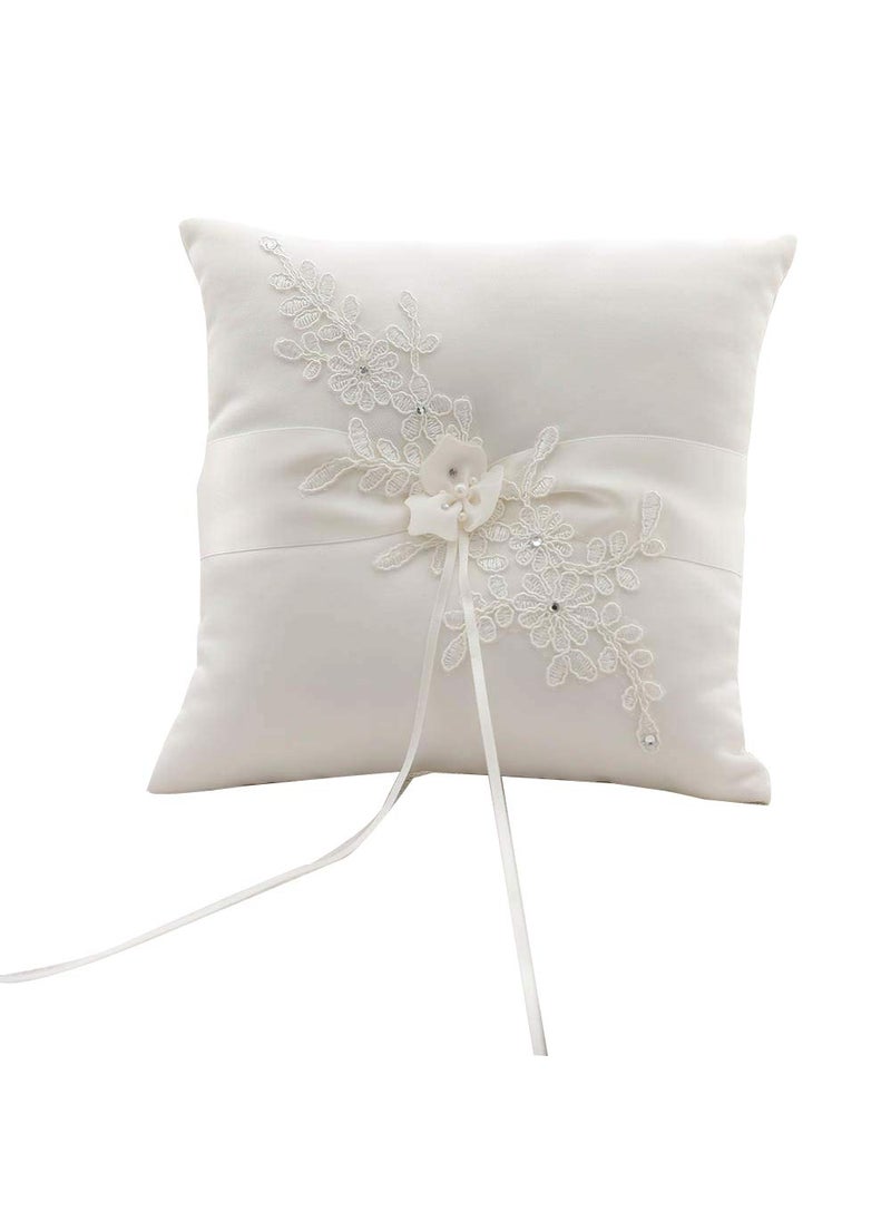 Bodosac Awtlife Flower Wedding Ring Pillow Ivory Cushion Bearer for Beach Wedding 826 Inch 