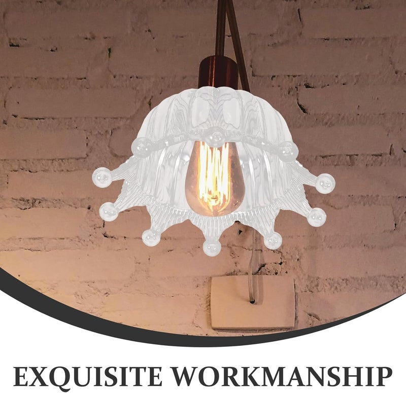 PRETYZOOM Crown Shape Plastic Lamp Shade Cover E27 Socket 43mm Diameter Bedside Pendant Light Replacement for Bedroom Decoration - Image 3