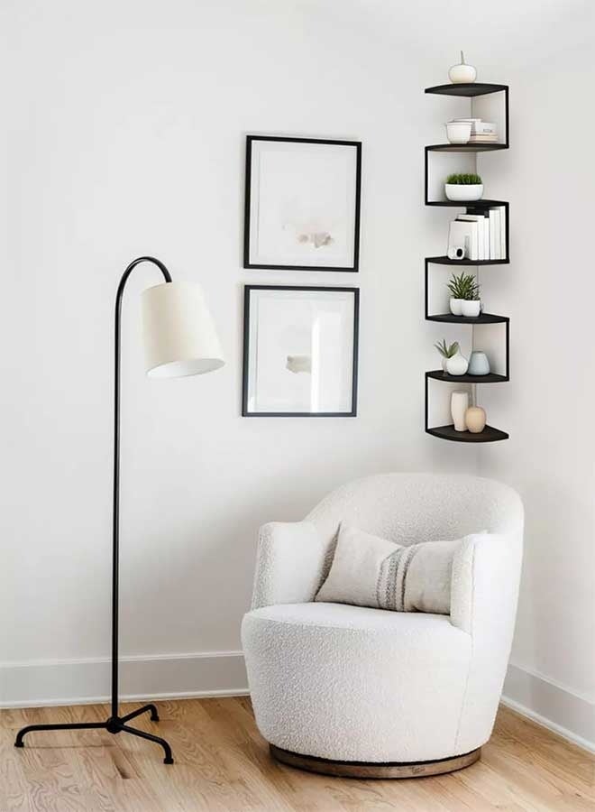 رَوَائِد رفوف خشبية زاويّة بتصميم زيغ-زاغ من 7 مستويات – رف جداري أنيق لغرفة المعيشة للعرض والتنظيم - Image 4