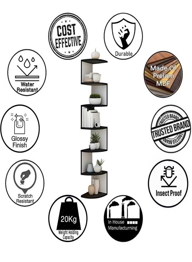 رَوَائِد رفوف خشبية زاويّة بتصميم زيغ-زاغ من 7 مستويات – رف جداري أنيق لغرفة المعيشة للعرض والتنظيم - Image 5