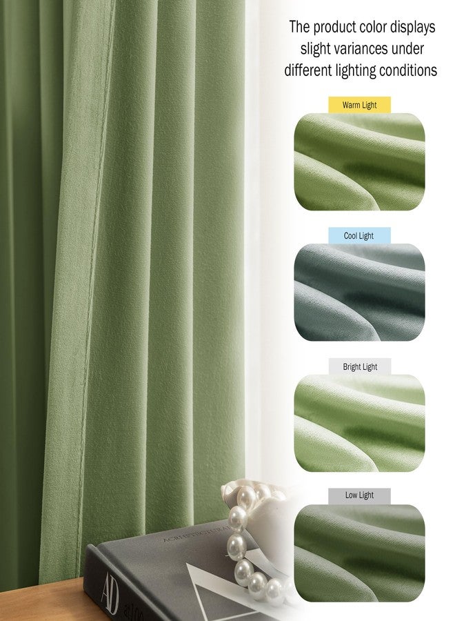 Beauoop Sage Green Velvet Curtains 84 Inches Long 2 Panels for Bedroom Living Room Soft Luxury Room Darkening Thermal Insulated Soundproof Rod Pocket Window Treatments Drapes, 52X84 Set of 2 - Image 5