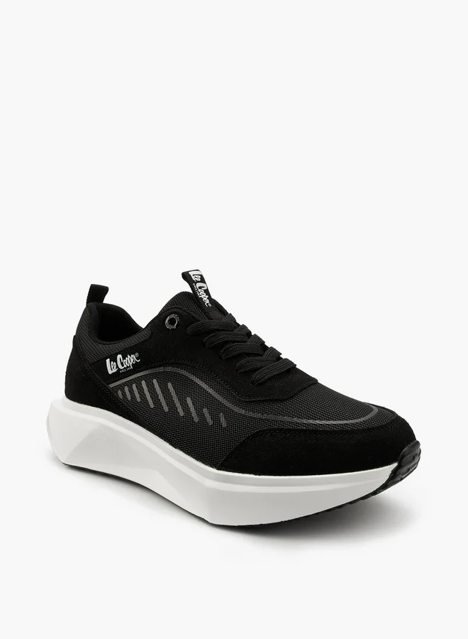 Lee Cooper Men's Panelled Lace-Up Sneakers with Pull Tabs