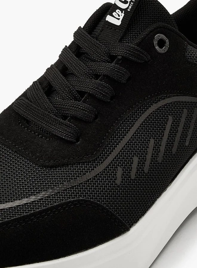 Lee Cooper Men's Panelled Lace-Up Sneakers with Pull Tabs