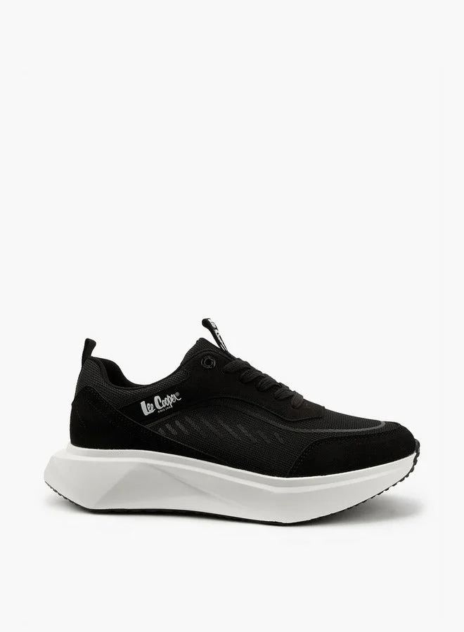Men's Panelled Lace-Up Sneakers with Pull Tabs
