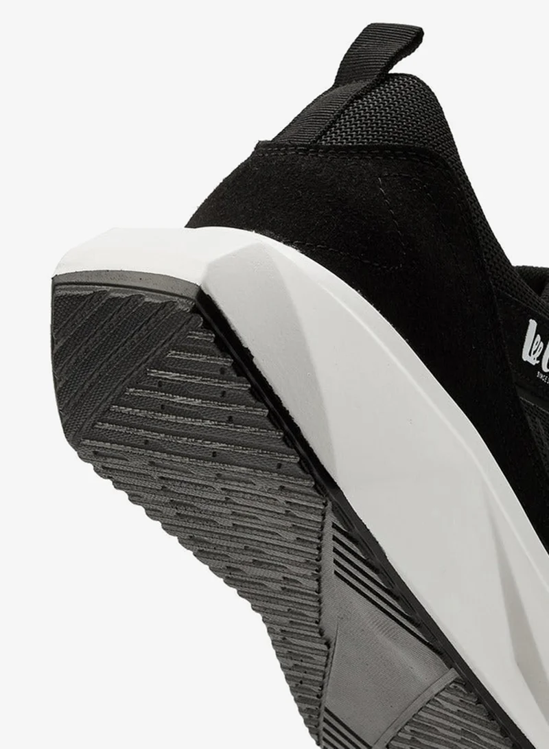 Lee Cooper BLACK Men's Panelled Lace-Up Sneakers with Pull Tabs for Men | Best Price UAE