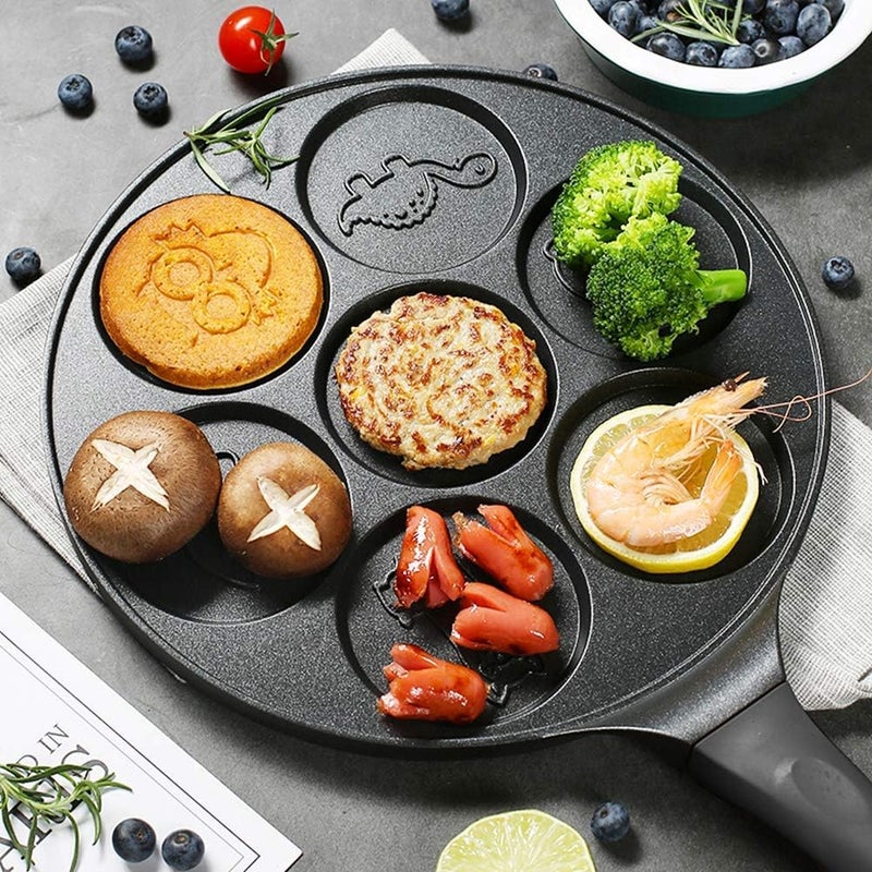 No brands Pancake Pan Pancake Griddle with 7 Flapjack Animals Molds Pancake Maker Skillet Non-stick Breakfast Pan for Pancake, Blinis,Omelettes, Fried Eggs, black - Image 3