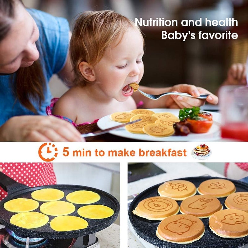 No brands Pancake Pan Pancake Griddle with 7 Flapjack Animals Molds Pancake Maker Skillet Non-stick Breakfast Pan for Pancake, Blinis,Omelettes, Fried Eggs, black - Image 5
