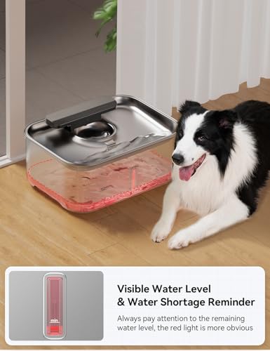FEELNEEDY 3.2Gal/12L Dog Water Fountain for Large Dogs, Stainless Steel Dog Water Bowl Dispenser with Deeper & Wider Drinking Area, FEELNEEDY Automatic Pet Fountain with Window & LED Light - Image 3