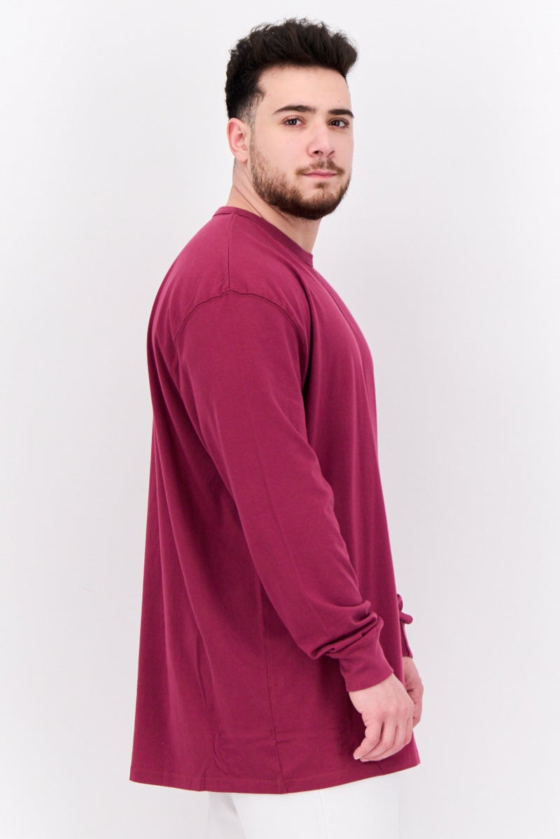 Champion Men Sportswear Fit Brand Logo Long Sleeve Outdoor Sweatshirt, Burgundy  - Image 3