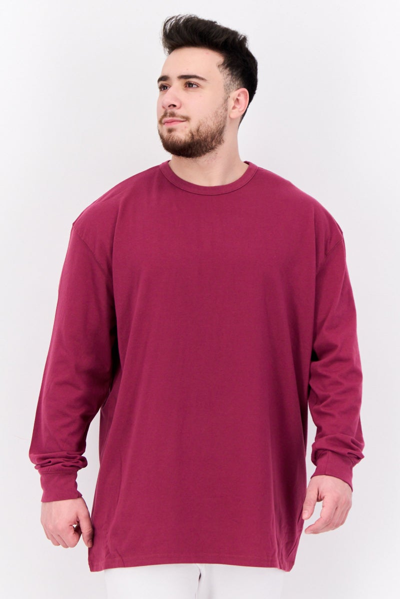 Champion Men Sportswear Fit Brand Logo Long Sleeve Outdoor Sweatshirt, Burgundy  - Image 1