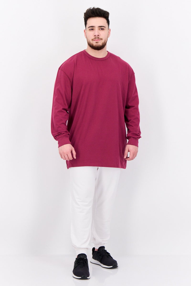 Champion Men Sportswear Fit Brand Logo Long Sleeve Outdoor Sweatshirt, Burgundy  - Image 2