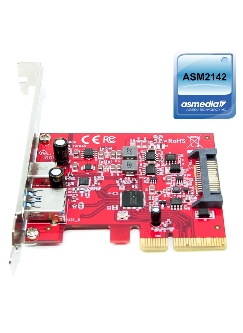 Fantom Drives Fantom Drives PCIe USB 3.1 Gen 2 10Gbps Type-C + Type-A Host Adapter - Asmedia 2142 Chipset  - Image 2