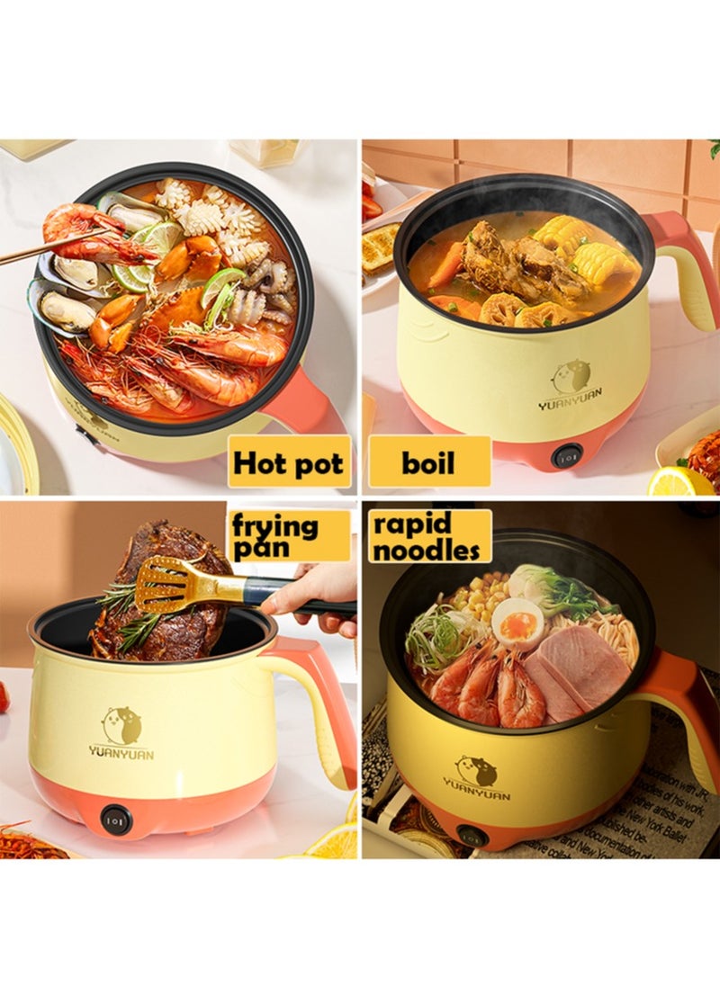 Gasin - 1.8L multi-functional mini electric cooker  with a power of 300 - 600W ceramic inner pot  portable travel cooker   electric frying pan, hot pot   quick noodle cooker   suitable for frying steaks and eggs   and boiling soup - Image 1