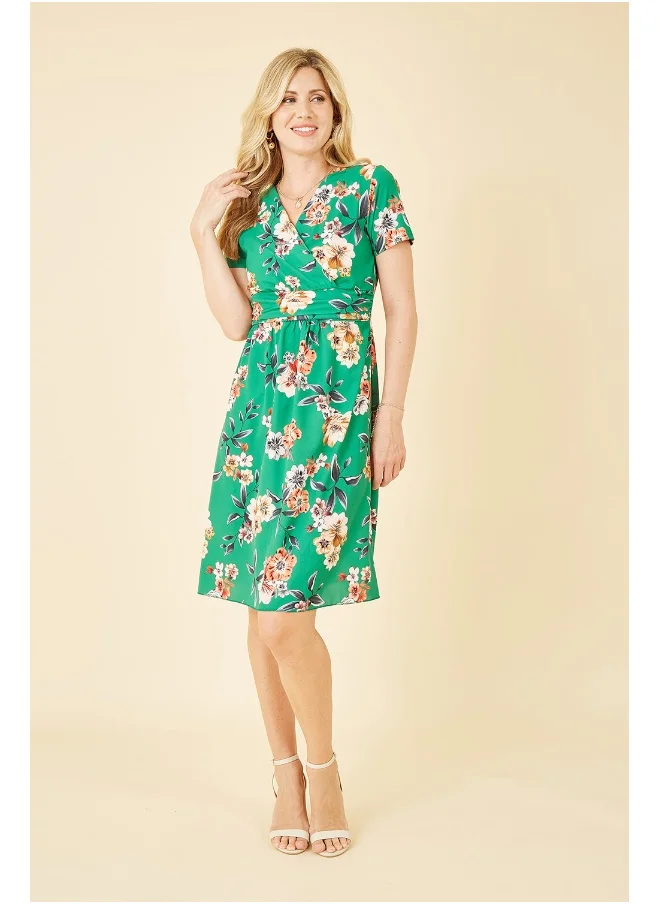 يامي Floral Ruched Waist Dress