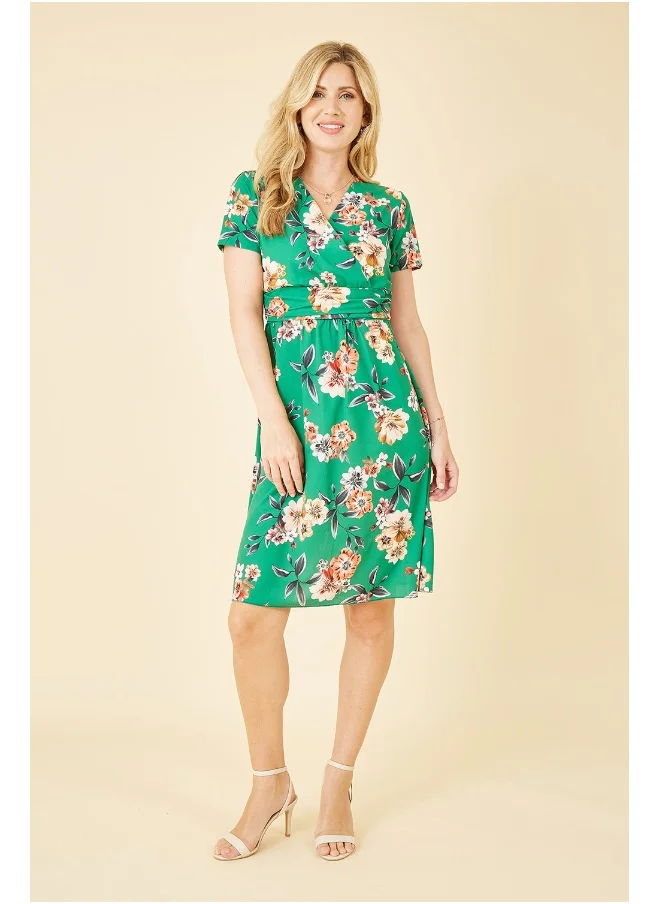 يامي Floral Ruched Waist Dress