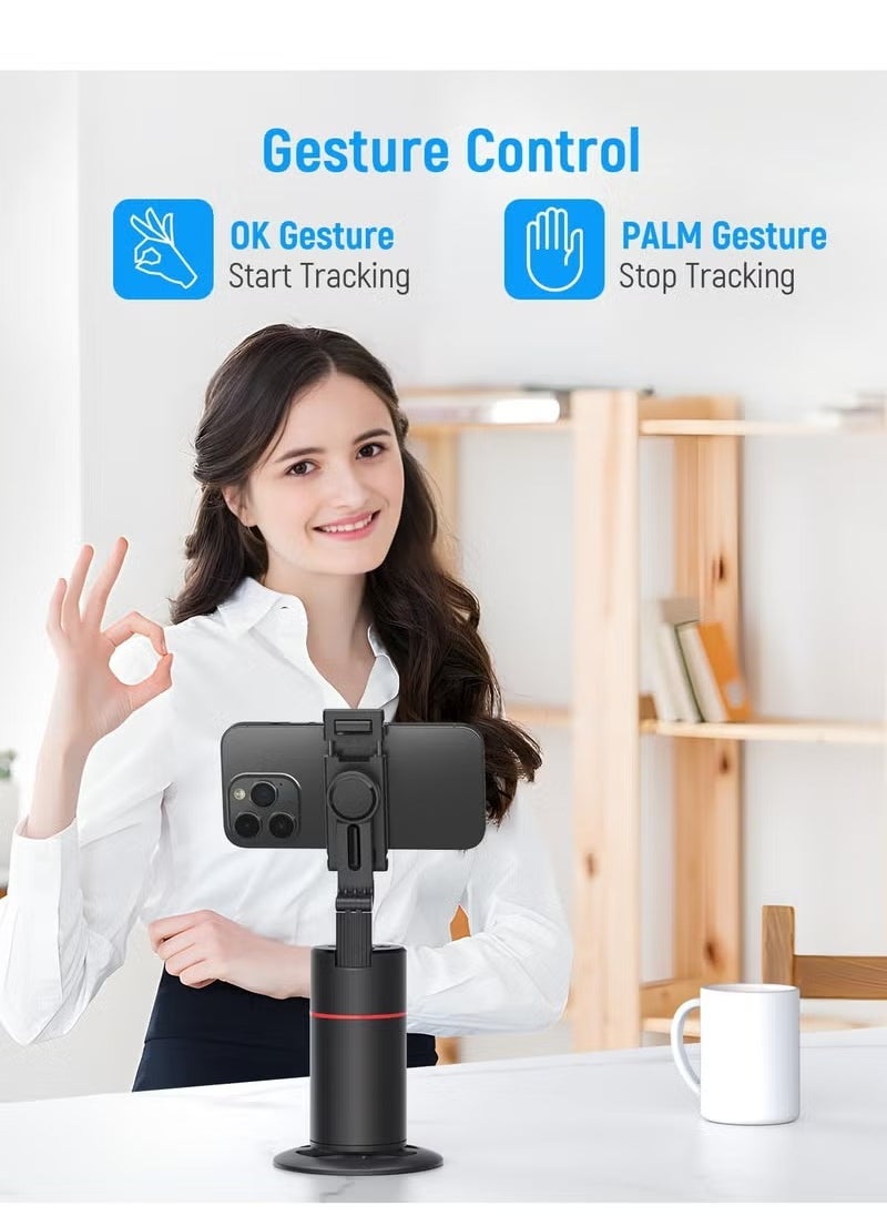 ELTRAZONE Auto Face Tracking Tripod with 360° Rotation & Remote Control – Smart Selfie Stick Object Tracking Holder with Gesture Control, Smart Shooting Mode for Vlogging, Video Calls, Streaming & Live Recording – Black Adjustable Phone Stand for iOS & Android Devices - Image 3