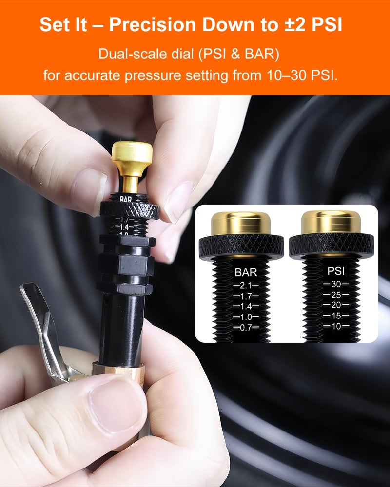 ATsafepro Tire Deflator with Air Chuck (10-30 PSI) – 4PCS Fast-Connect Clip-On air Down tire deflators, Adjustable Auto-Stop Offroad Accessories for Off-Road 4x4, Beach Driving & SUVs - Image 3
