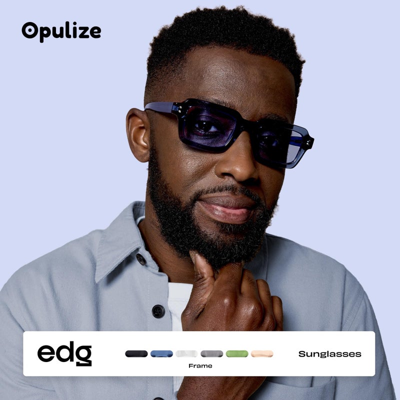 OPULIZE EDG Sunglasses for Men & Women - Vintage Rectangular Transparent Frame with Spring Hinges - Trendy Retro Sunglasses with UV400 Protection Lenses - Transparent Blue/Pink (Pack of 2) - Image 3