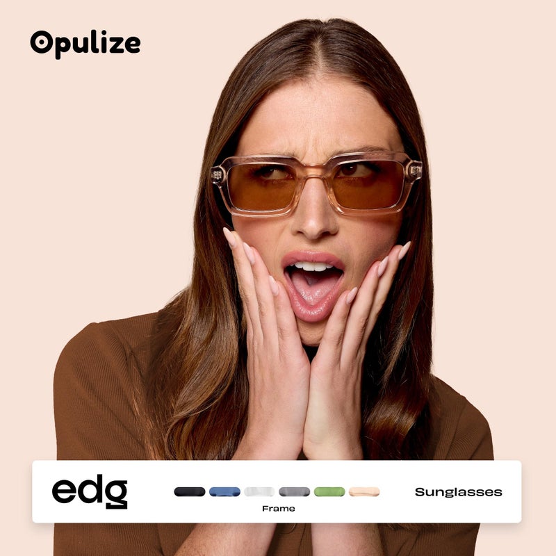 OPULIZE EDG Sunglasses for Men & Women - Vintage Rectangular Transparent Frame with Spring Hinges - Trendy Retro Sunglasses with UV400 Protection Lenses - Transparent Blue/Pink (Pack of 2) - Image 2