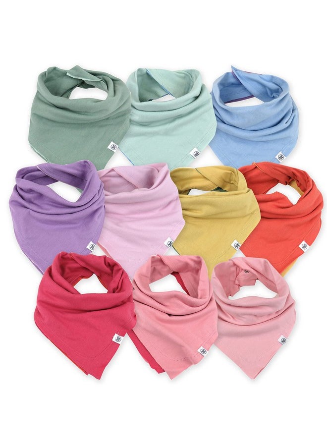 HonestBaby Multipack Reversible Bandana Drool Bibs Burpcloths Adjustable Snaps For Infant Baby Boys & Girls 100% Organic Cotton 10Pack Rainbow Gems Pinks One Size  - Image 2