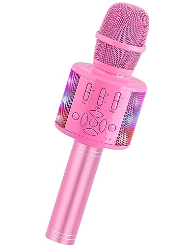 Amazmic Toys for Girls Kids Karaoke Microphone Toddler Microphone for Kids with Lights Birthday Gift for Girls Boys Toy Age 3 4 5 6 7 8 9 1014Pinkcolor - Image 1