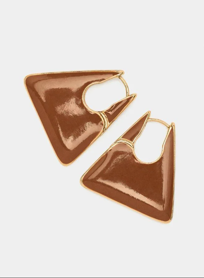 بارفوا أقراط حلقية مثلثة مع المينا