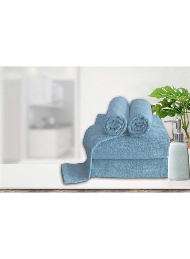 Belizzi Home 8 Piece Towel Set 100% Ring Spun Cotton, 2 Bath Towels 27x54, 2 Hand Towels 16x28 and 4 Washcloths 13x13 - Ultra Soft Highly Absorbent Machine Washable Hotel Spa Quality - Light Blue - Image 2
