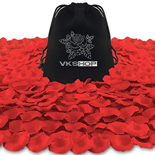 VKshop 4500 Pack Red Rose PetalsArtificial Roses Flower Petals for Romantic NightValentines Day and Weddings