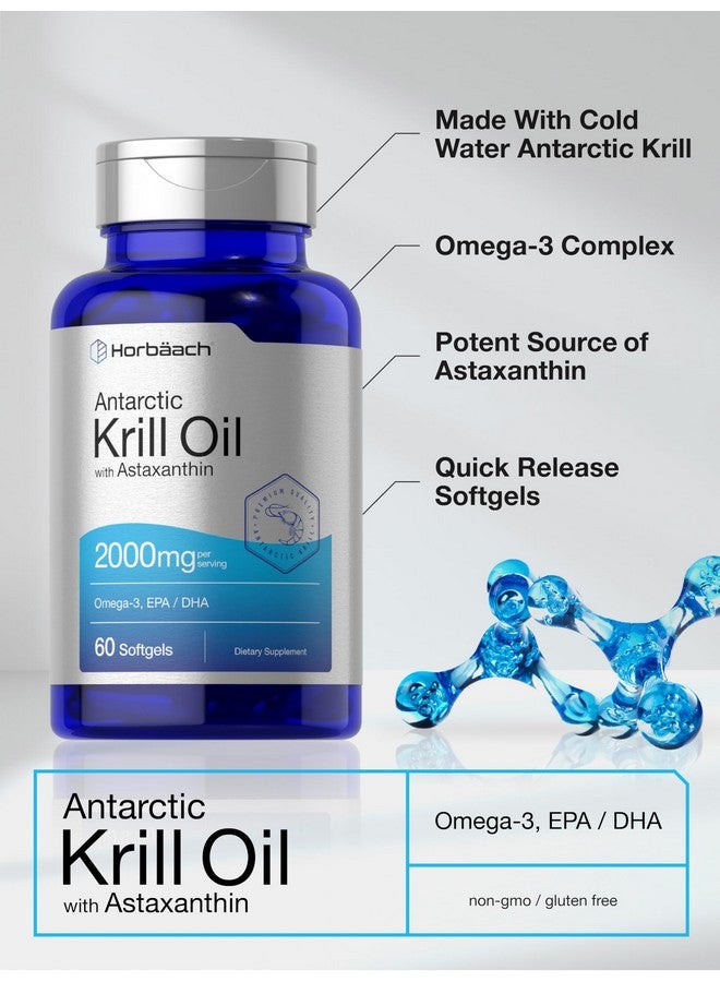 Horbäach Antarctic Krill Oil 2000mg | 60 Softgel Capsules | Omega-3, EPA, DHA Supplement | with Astaxanthin | Non-GMO, Gluten Free - Image 4