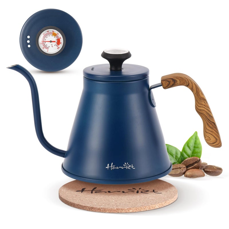 Harriet Gooseneck Kettle  Harriet 37Oz Pour Over Kettle With Thermometer  Coffee Kettle For Stovetop  Stainless Steel Kettle With 3-Layer Base  Anti-Hot Handle  For Drip Coffee & Tea - Image 1