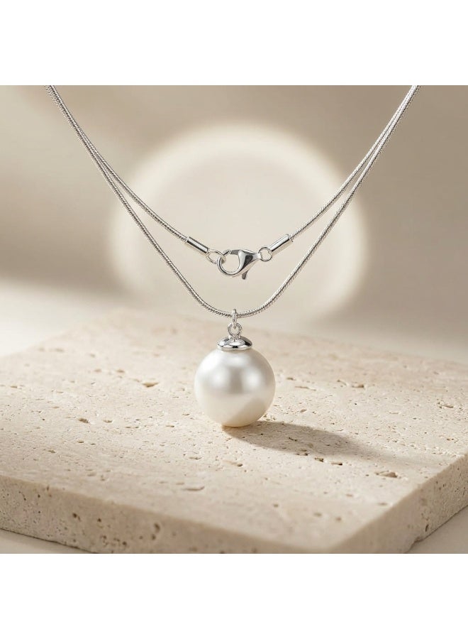 Minorisa 925 Sterling Silver Round Chain Necklace with Baroque Pearl Pendant - Image 1