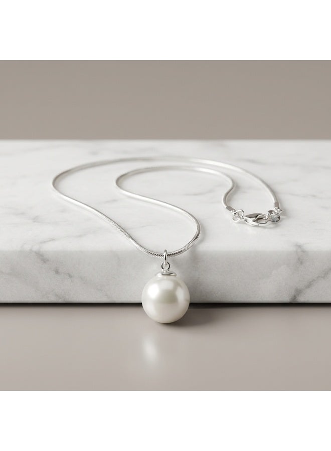 Minorisa 925 Sterling Silver Round Chain Necklace with Baroque Pearl Pendant - Image 2