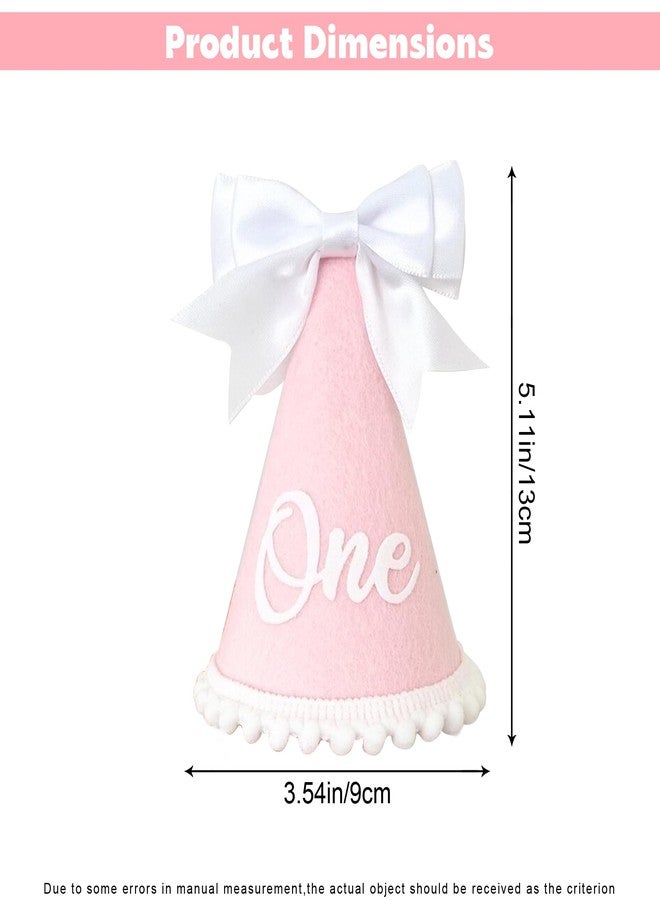 Ysqool Bow 1st Birthday Hat, Baby Girls 1st Crown, Bow Themed First Birthday Decorations for Girl, Princess Cone Hat,Cake Smash and Photo Props - Image 2