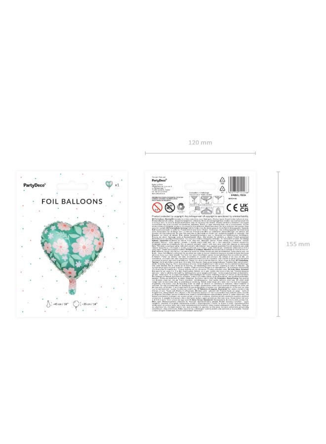 PartyDeco Foil balloons Heart with flowers, 45 cm, mix - Image 4