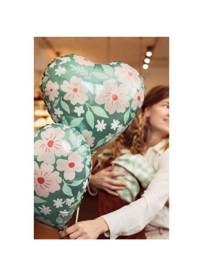 PartyDeco Foil balloons Heart with flowers, 45 cm, mix - Image 2