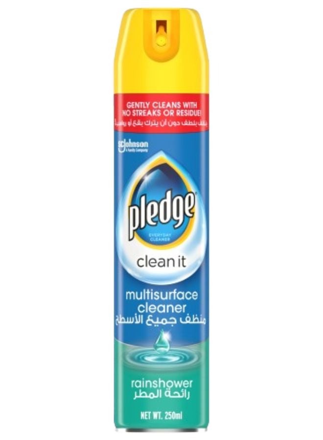 Pledge Clean It Rainshower Multisurface Cleaner Gently Cleans With No Streaks Or Residue 250ml