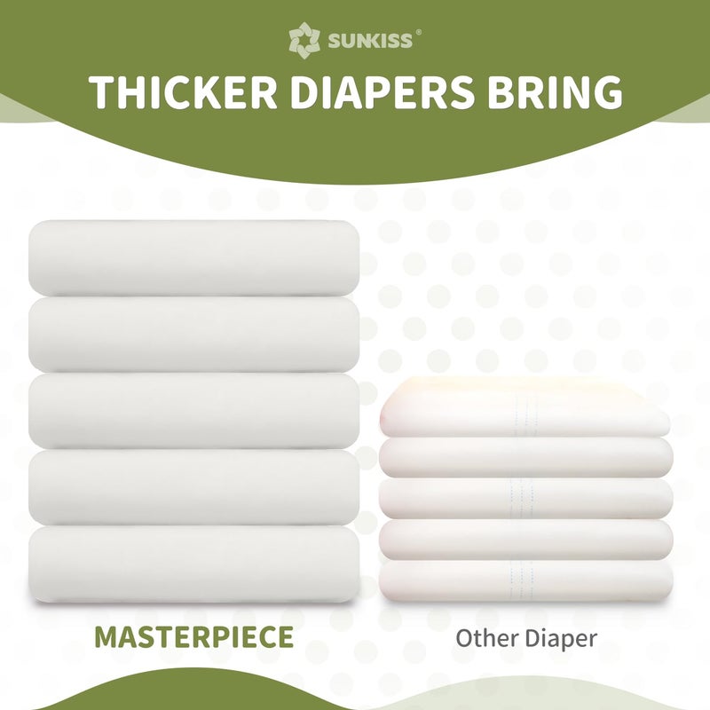 SUNKISS Masterpiece Adult Diapers with Tabs, Unisex Disposable Incontinence Briefs for Women and Men, Odor Control, White, Small/Medium, Previously Medium, 10 Count - Image 5