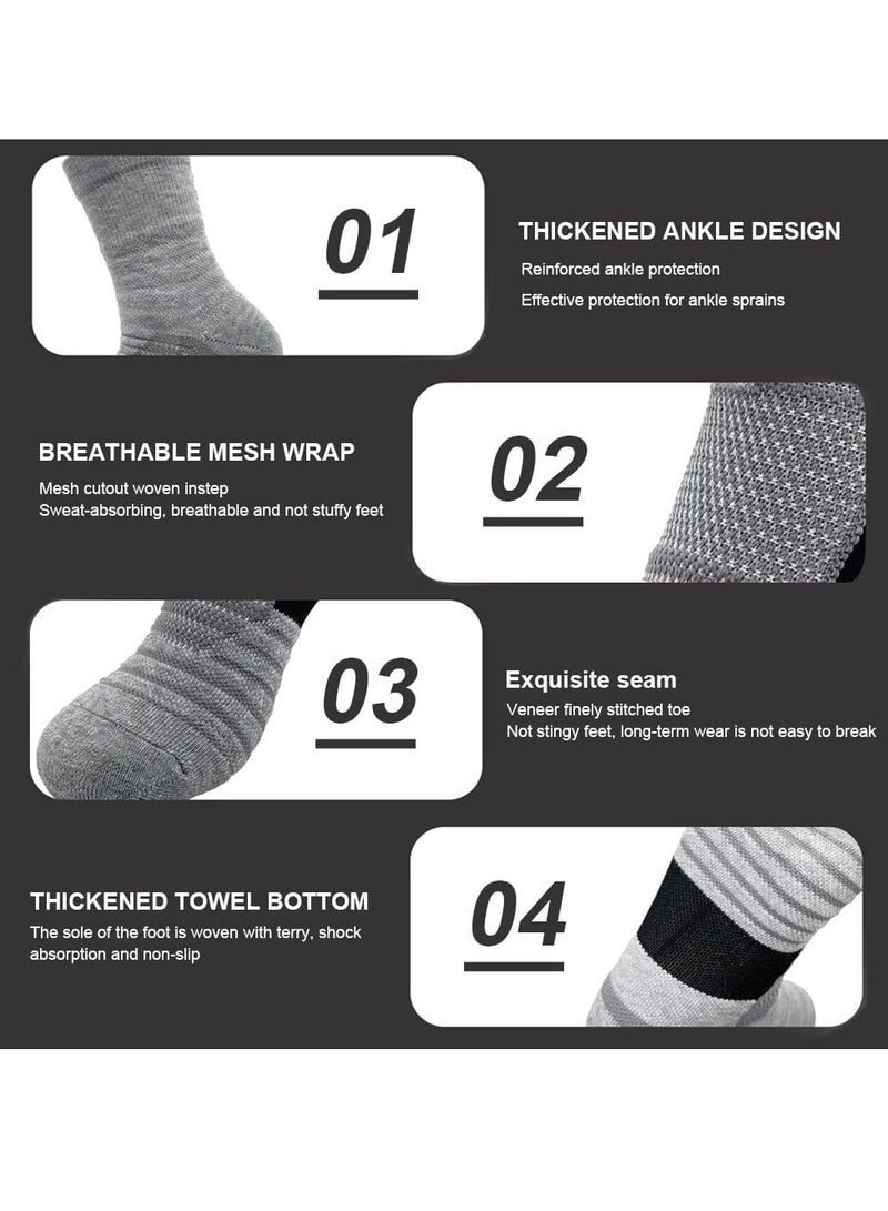Running Socks Mens Sports Socks Moisture Wicking Breathable Comfortable Thickened Towel Bottom Tube Socks Non-Slip Socks for Football Basketball Baseball Yoga Running Hiking Trekking 3 Pairs  - Image 3