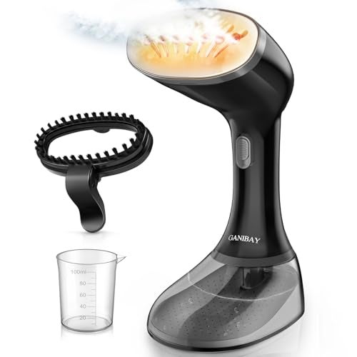 GANIBAY Steamer for Clothes, 1800W Fast Heat-up Clothes Steamer Handheld Garment Steamer with 3 Steam Settings, 380ml Water Tank, 9.8' Cord, Portable Travel Steam Iron for Removes Wrinkle Safe on All Fabrics - Image 1