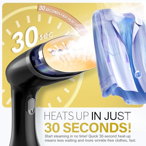 GANIBAY Steamer for Clothes, 1800W Fast Heat-up Clothes Steamer Handheld Garment Steamer with 3 Steam Settings, 380ml Water Tank, 9.8' Cord, Portable Travel Steam Iron for Removes Wrinkle Safe on All Fabrics - Image 2