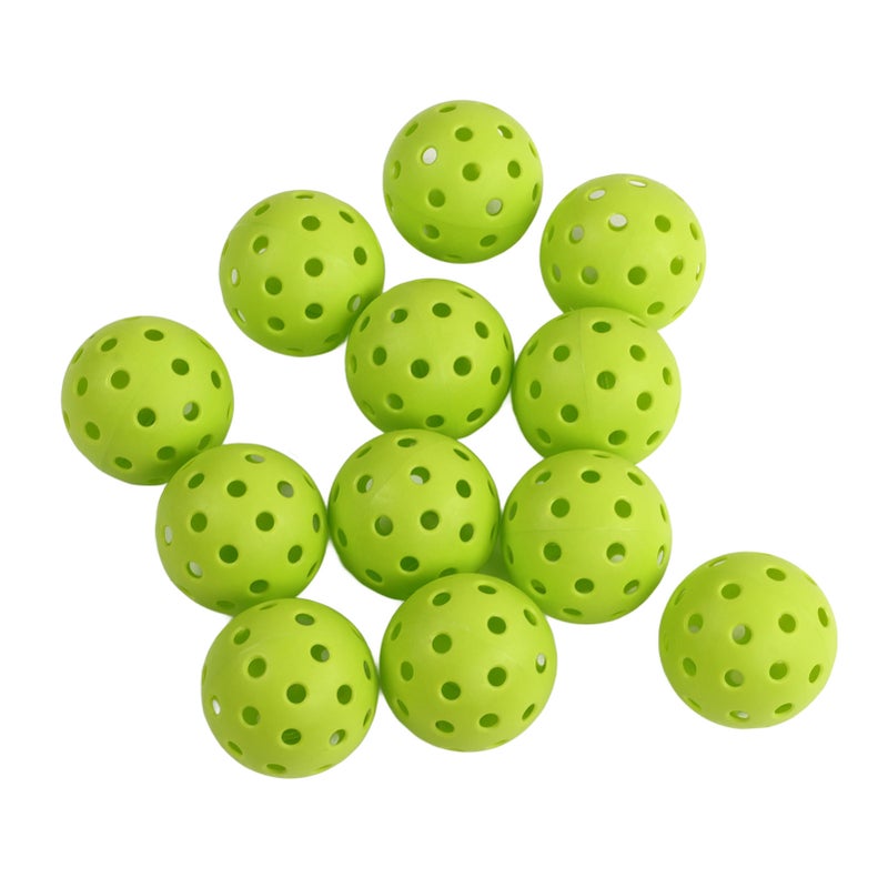 12PCS 74mm 40 Holes Pickleballs PE Plastic High Elasticity Pickleball Outdoor Hole Balls Green - Image 4