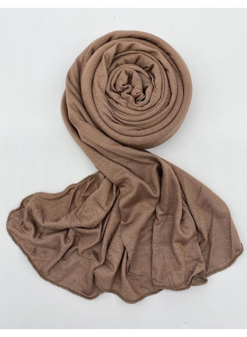 2Pcs Mocha Brown Jersey Hijab Scarf, 70x28 Inch Soft Breathable Silky Smooth Muslim Women Head Wrap for Daily Casual Wear - Image 5
