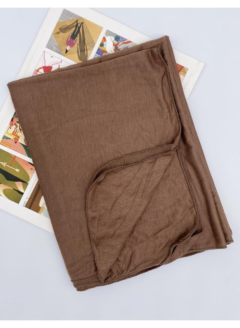 2Pcs Mocha Brown Jersey Hijab Scarf, 70x28 Inch Soft Breathable Silky Smooth Muslim Women Head Wrap for Daily Casual Wear - Image 3