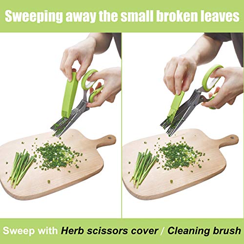 TTSAM 5-Blade Herb Cutter Scissors with Safety Cover, Cleaning Comb - Green - Image 5