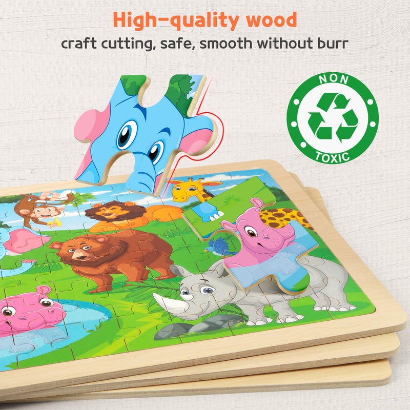 SYNARRY Wooden Puzzles for Kids Ages 4-6, 6 Packs 60 PCs Jigsaw Puzzles Preschool Educational Toys Gifts for Children Ages 4-8, Kids Puzzle for 4+ Year Olds Boys Girls - Image 4