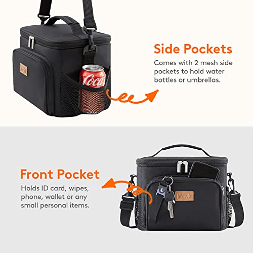 Lifewit Reusable Insulated Lunch Bag for Men, Lunch Box Women, Portable Cooler Freezable Soft Lunchbox Leakproof with Adjustable Shoulder Strap for Adult for Work Picnic or Travel, Black 15L, 24-Can - Image 5