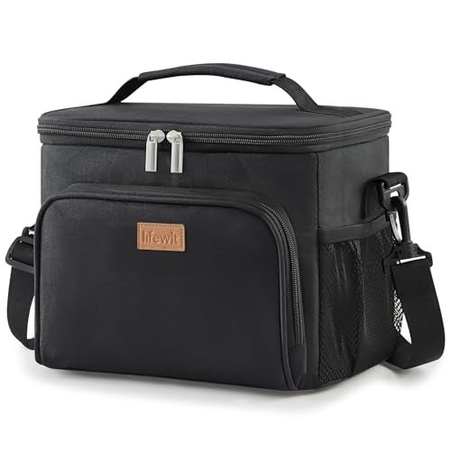 Lifewit Reusable Insulated Lunch Bag for Men, Lunch Box Women, Portable Cooler Freezable Soft Lunchbox Leakproof with Adjustable Shoulder Strap for Adult for Work Picnic or Travel, Black 15L, 24-Can - Image 1
